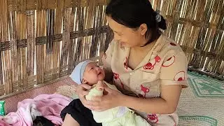 Poor mother and 2 children collect trash to sell for a living and pick wild fruits