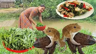 My countryside Cooking recipe - Cooking frog with Natural green vegetables | Rural Cooking Life