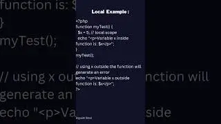 Scope, Local & Global Variables in Php | PHP Tutorial 2024 #shorts #shortvideo #php