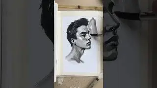 Portrait drawing using ink. Step by step #artshorts #inkdrawing #portraitdrawing #howtopaint