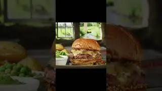 🌳 UK Countryside Burger 🥩 Cheddar & Mustard ASMR Cut 🔪 | Smart Foods Comfort Recipe