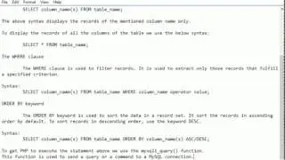 PHP MySQL Select statement .