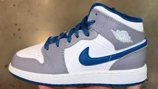Air Jordan 1 Mid True Blue Cement Shoes