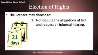 Rowlett Real Estate School - Election of Rights - Florida Real Estate