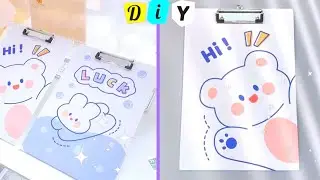🌷How to make cute stationery | DIY Exam Board | easy paper crafts || school hacks | Recycling |