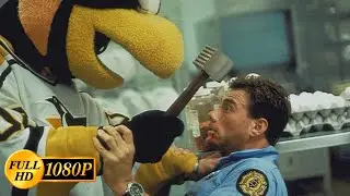 Jean-Claude Van Damme vs a woman dressed as an Iceburgh Penguin / Sudden Death (1995)