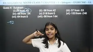 RS Aggarwal Math Class 7 Chapter 1 Integers Ex 1A Q 3 and 4 | Basic Math Glory