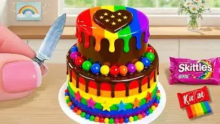 Awesome Rainbow Chocolate Heart Cake 🌈 Amazing Mini Rainbow Cake Decorating Ideas by Tiny Sweet