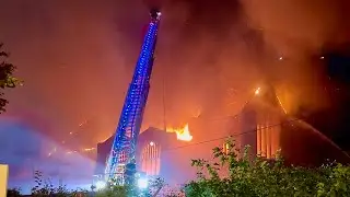 ⁴ᴷ City of Philadelphia BOX: 5710 2ND Alarm Abandoned Church & Building Fire With Roof Collapse. 