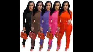 L286202 Solid Color Pockets Tassel Casual Prettylittlething Lounge Wear Tracksuit Two Piece Pant Set