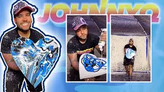 Spinning A Large Heart Canvas! Results Are Amazing! #Shorts #YouTubeShorts #SpinArt #JohnnyQArt