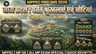 मध्य प्रदेश : पर्वत श्रृंखलाएं एवं चोटियां l MPPSC PRELIMS 2026 l Trick से याद करो l QUICK REVISION