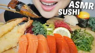 SUSHI ASMR *Spicy Sockeye Salmon & Atlantic Salmon Sashimi with Assorted Nigiri and Shrimp Tempura