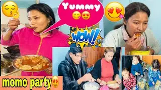 Home made momo party🍜😍Delicious food reaction🤔😍Twins couple 