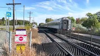 VIA Rail 40 passing the railroad crossing at Chesterton Shores, Scarborough, ON