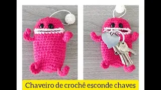 chaveiro de crochê esconde chaves