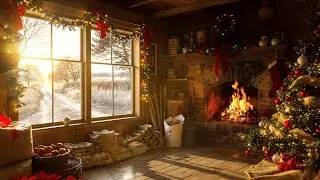 Rustic Country Store Christmas Ambience 🔥 Cozy Sunrise on the Farm | Crackling Fireplace Sounds