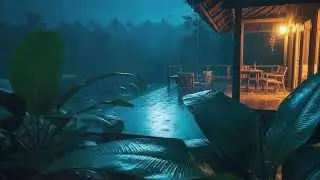 Deep Sleep with Calm Tropical Rain at Cozy Cabin and Rolling Thunder to Ease Anxiety 🌧️