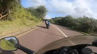 CBR400 Nc29 Chasing R6 on short twisty road .(1080k 60fps).
