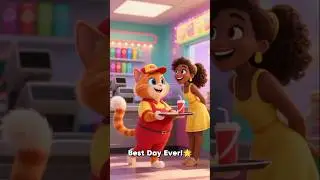 Cute Cartoon Cat Serving Fast Food &ndash; Fun Animated Short! #shorts
