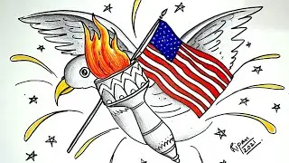 UNITED STATES OF AMERICA independence day drawing // 4th JULY drawing of USA 🇺🇸 //