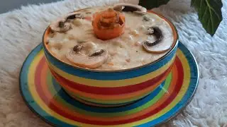 Persian Creamy Milk Soup(سوپ شیر و خامه)- delicious soup with chicken and mushroom