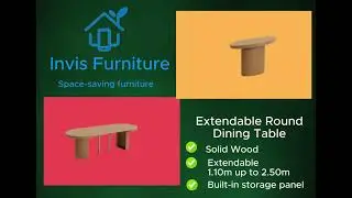 Invis Furniture Space-saving, Transformable, Extendable, Multi-functional Dining Table and Bench