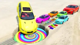 БОЛЬШИЕ И МАЛЕНЬКИЕ МАШИНЫ против ГИГАНТСКОЙ ЯМЫ #200 - BeamNG.drive Ninja BeamNG !