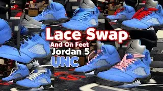 Jordan 5 UNC (University Blue) Lace Swap & On Feet