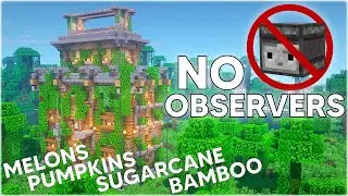 Minecraft Farm System NO OBSERVERS | Melon & Pumpkin Farm Bamboo Farm Sugarcane Farm WORLD DOWNLOAD