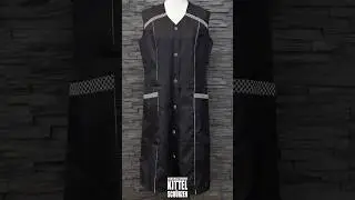 Kittel Nr. S1532 - Sofinyl Friseurin Nylonkittel mit Applikationen I Schwarz I in Gr. 46 #shorts