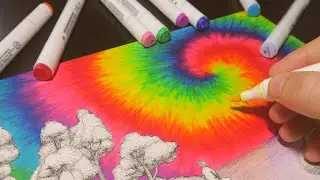 I try drawing TIE DYE (this is colorful!!)