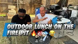 Outdoor lunch on the fire pit with uncle chino