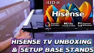 Распаковка и установка 55-дюймового 4K QLED Smart TV Hisense 55A7NQTUK с подставками