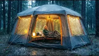 I Survived Alone for 3 Days in Extreme Rain | Inflatable Tent Build & Emergency Food