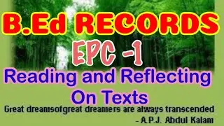 EPC-1 - Reading And Reflecting On Texts - B.Ed Records (Easy To Copy)