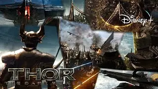 Thor: The Dark World | Attack On Asgard - Heimdall Takes Down Dark Elf Ship Scene | Disney+ [2013]
