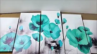 Finished & Delivered 5 Piece Wall Art | Flower Canvas Prints | Order At Bestartdeals.com.au