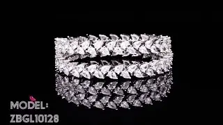 Silver toned White American Diamond Bangles | Violet & Purple