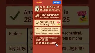 SECL Apprentice Recruitment 2025 #job #jobs