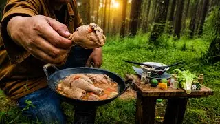 Memasak Sup Ayam Hangat Di Hutan Pinus  | Outdoor Cooking Asmr