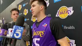Lakers Austin Reaves previews the matchup against the defending champion Denver Nuggets at practice