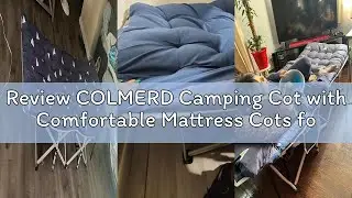 Review COLMERD Camping Cot with Comfortable Mattress Cots for Sleeping Heavy Duty Folding Cot Campin