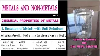 reaction of metal when react with salt solutions | more reactive metal displaces less reactive metal