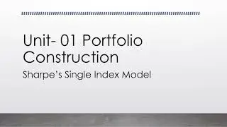Sharpe's Single Index Model