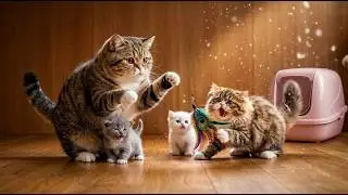 🐱💚 Adorable Kittens Playing with Their Mother | Cute Cat Video | Relaxing Cat Sounds