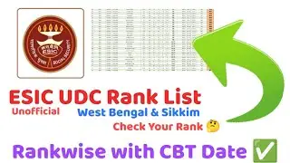 ESIC UDC Rank List West Bengal & Sikkim Region | ESIC UDC Phase 2 rank with marks | Computer Skill