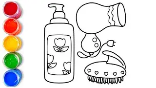 How to draw easy shampoo bottle,hair dryer,hair massager | easy drawing step by step for kids