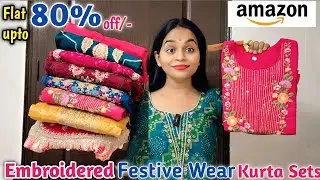 Amazon Best wedding and festive wear kurta set Flat uptown 80% off/-