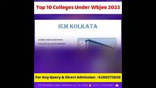 Top 10 Colleges under Wbjee 2023 Latest Data 🔥🔝 #shorts #Wbjee #Top10 colleges